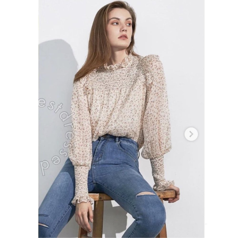 (SOLD) J.ING Delilah Cream Floral Blouse